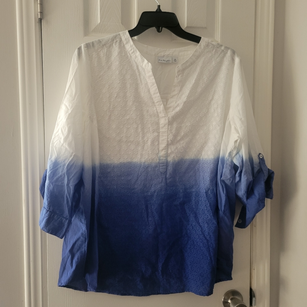 2x ombré blues Kim Rogers blouse